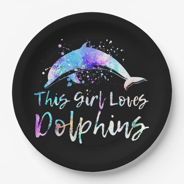 dolphin lover gift this girl loves dolphins paper plates (Front)