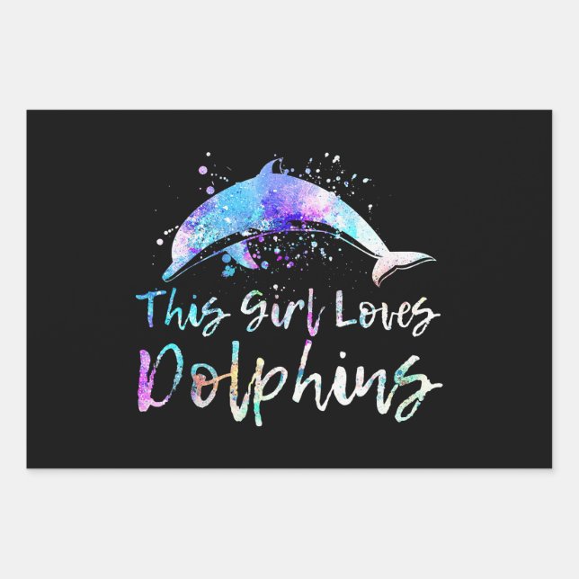 dolphin lover gift this girl loves dolphins wrapping paper sheets (Front)