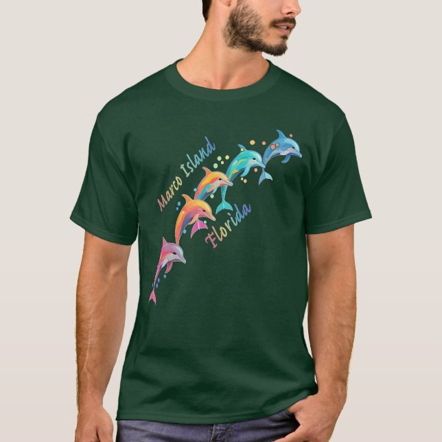Dolphin Lover Marco Island FL Family Beach Vacatio T-Shirt (Front)