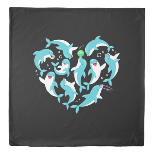 Dolphin Lover Women Girls Cute Heart Color Graphic Duvet Cover