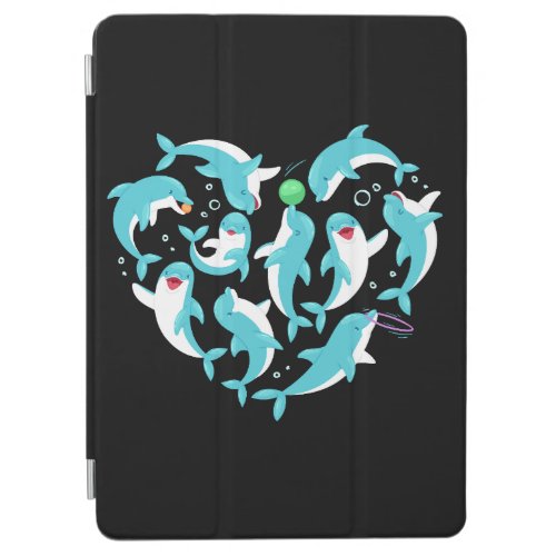 Dolphin Lover Women Girls Cute Heart Color Graphic iPad Air Cover