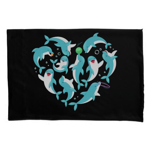 Dolphin Lover Women Girls Cute Heart Color Graphic Pillow Case