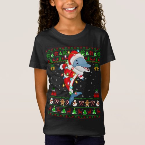 Dolphin Lover Xmas Matching Santa Ugly Dolphin Chr T_Shirt