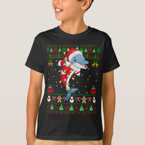 Dolphin Lover Xmas Matching Santa Ugly Dolphin Chr T_Shirt
