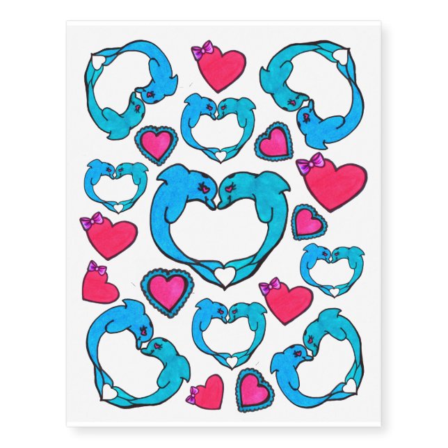 "Dolphin Lovers" Temporary Tattoos (Front)