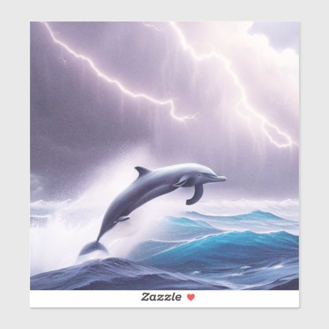 Dolphin Magic in a Stormy Sea: A Captivating Scene Sticker (Sheet)
