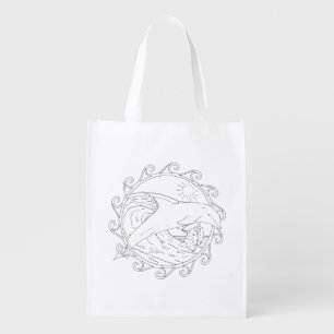 Dolphin Maori Sun Adult Coloring Bag