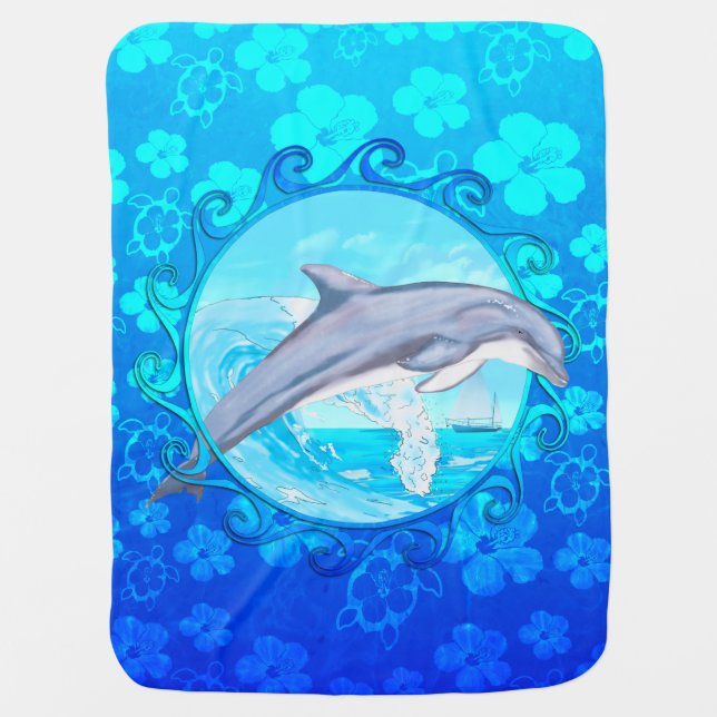 Dolphin Maori Sun Baby Blanket (Front)