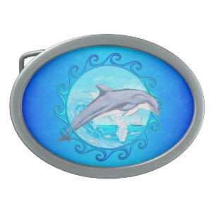 Dolphin Maori Sun Oval Belt Buckle