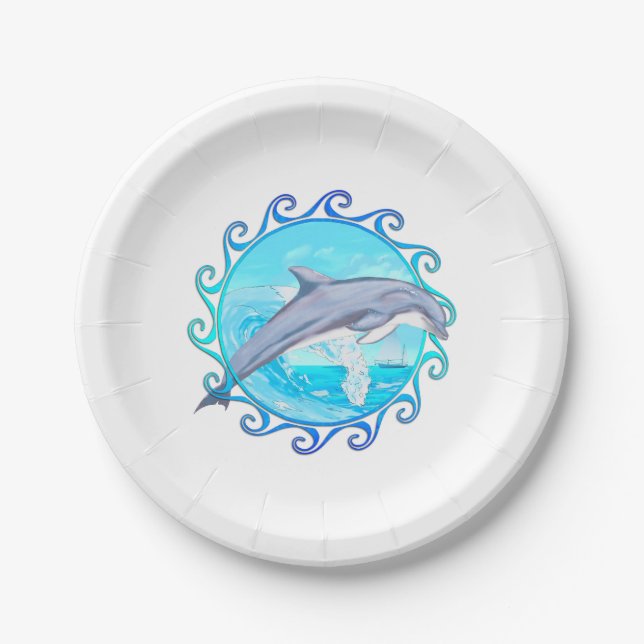 Dolphin Maori Sun Paper Plates (Front)