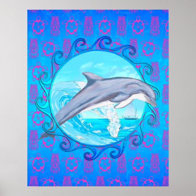 Dolphin Maori Sun Poster (Front)