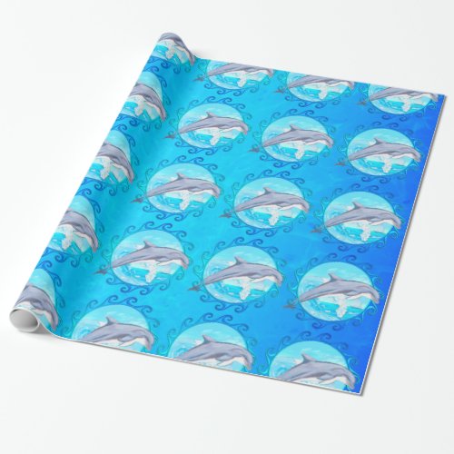 Dolphin Maori Sun Wrapping Paper