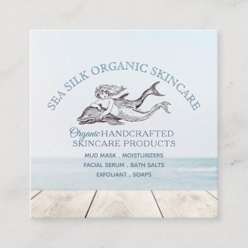 Dolphin Mermaid Logo Handcrafted Organic Skincare Square Business Card