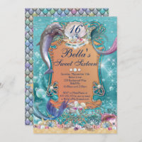 Dolphin Mermaid Under the Sea Party Invitations