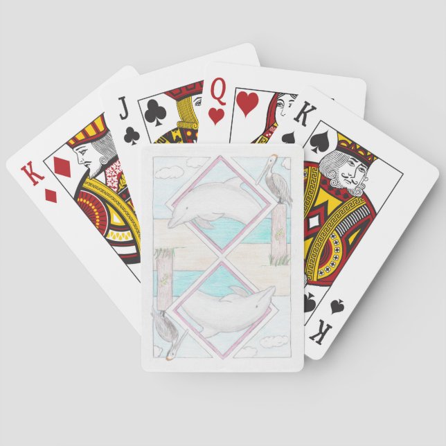 "Dolphin" Miami inspired, Hand drawn Poker Cards (Back)