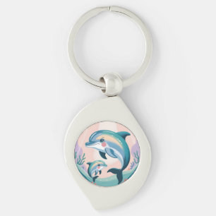 Dolphin Mom and Baby Keychain