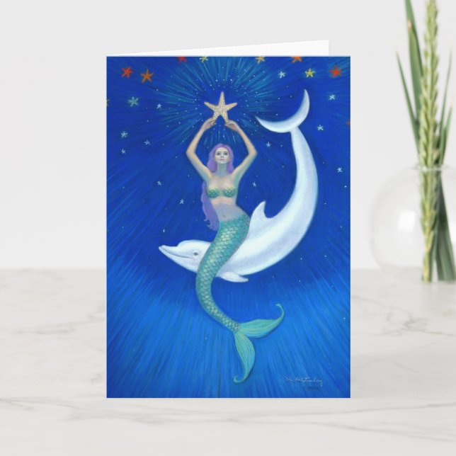 Dolphin Moon Mermaid Card (Front)