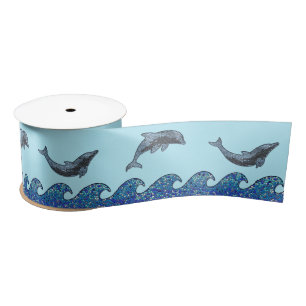 dolphin mosaic satin ribbon
