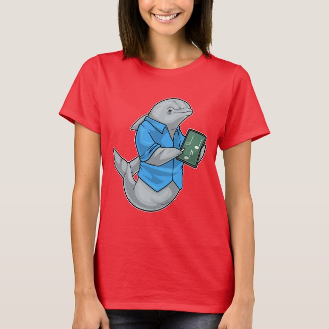 Dolphin Music Teacher Music notes T-Shirt (Front)