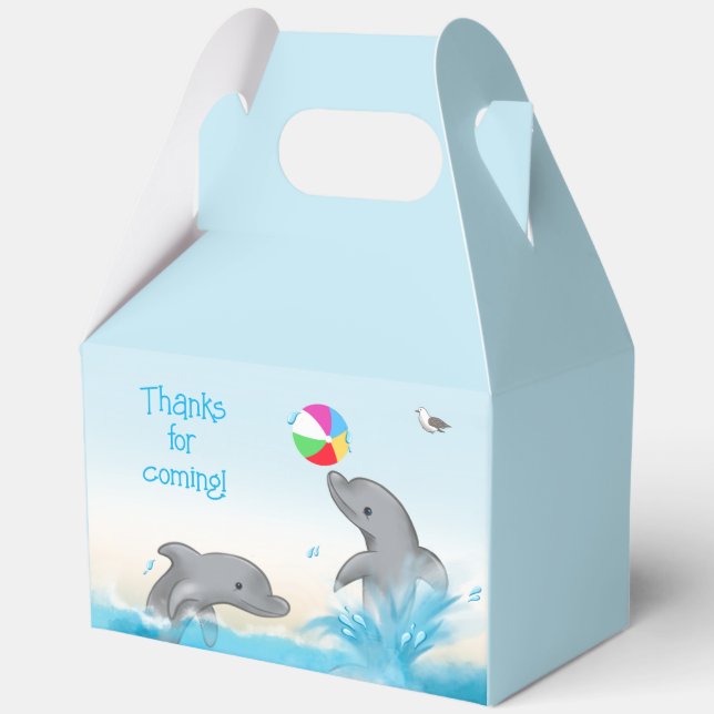 Dolphin Ocean Birthday Party Favor Boxes (Front)