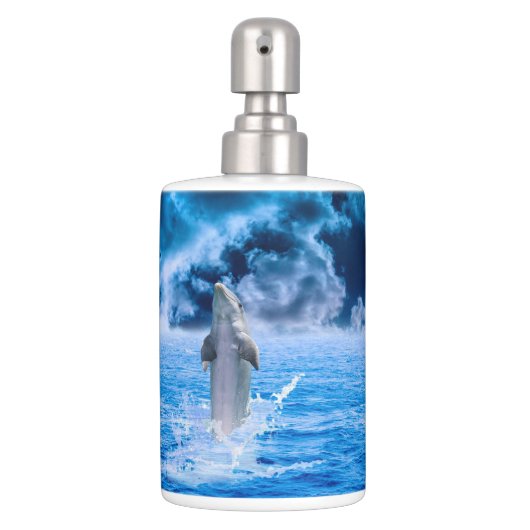 Dolphin Ocean Storm Soap Dispenser And Toothbrush Holder (Front)