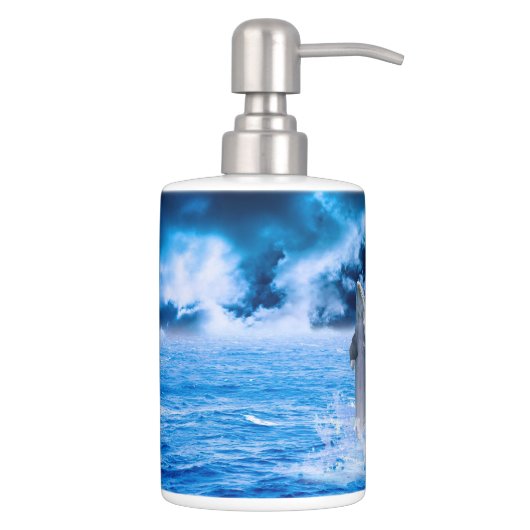 Dolphin Ocean Storm Soap Dispenser And Toothbrush Holder (Right)