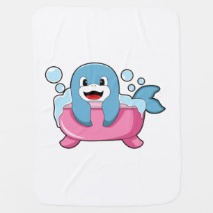Dolphin on Bathtub Baby Blanket