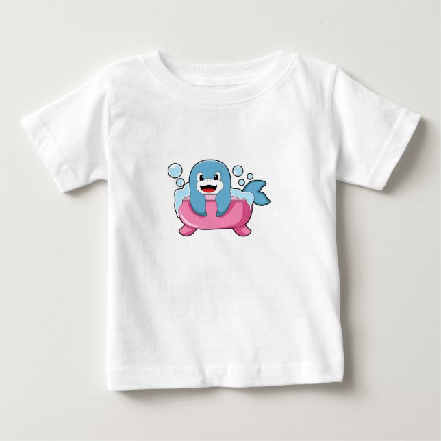 Dolphin on Bathtub Baby T-Shirt (Front)