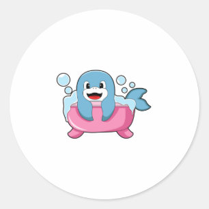 Dolphin on Bathtub Classic Round Sticker
