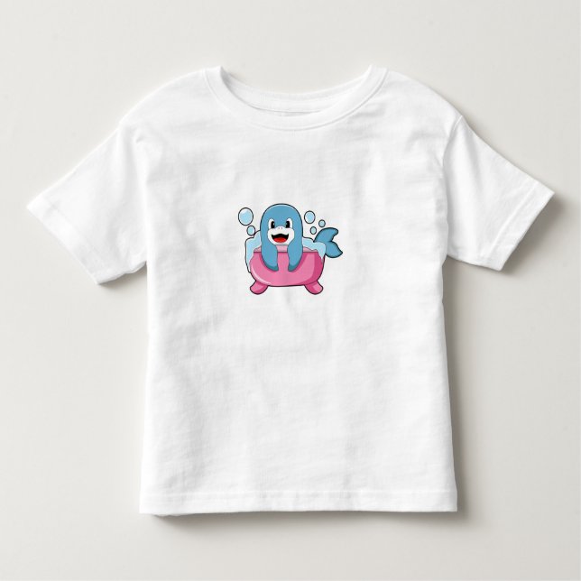 Dolphin on Bathtub Toddler T-shirt (Front)