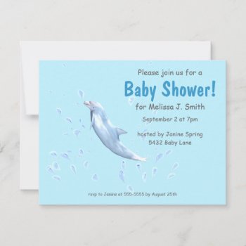 Dolphin On Light Blue - Baby Shower Invitation by xfinity7 at Zazzle
