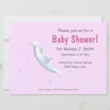 Dolphin On Pink - Baby Shower Invitation by xfinity7 at Zazzle