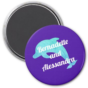Dolphin On Purple Stateroom Door Marker Magnet by CruiseReady at Zazzle