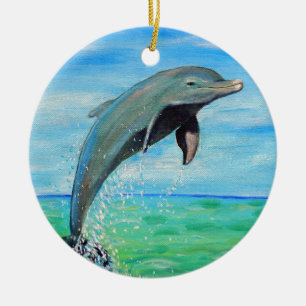 Dolphin Painting Ceramic Ornament