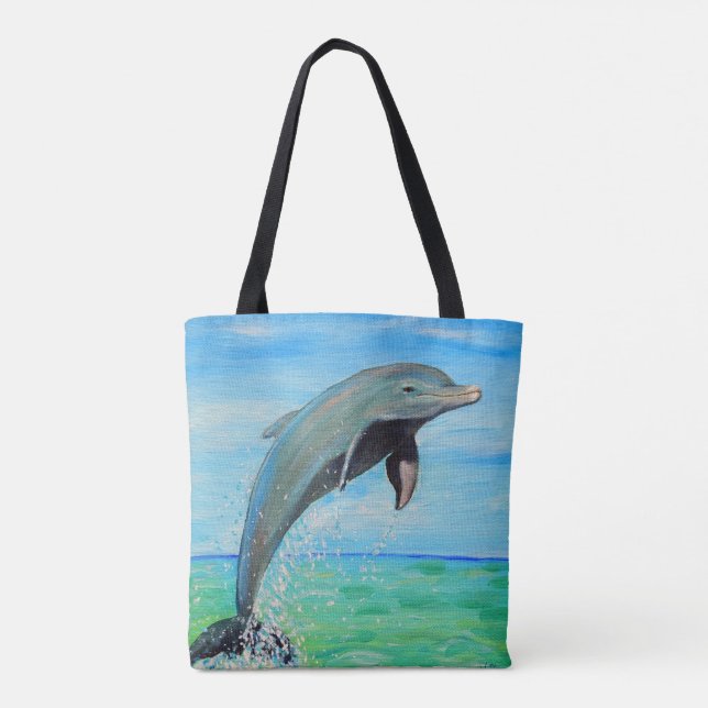 Dolphin Painting Tote Bag (Back)