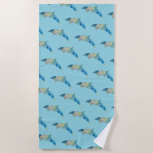 Dolphin Painting Watercolor Beach Towel