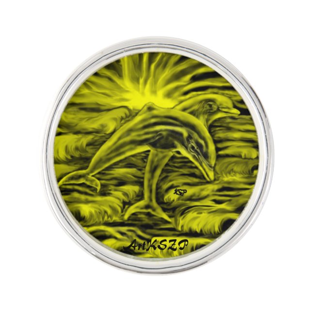 Dolphin pair lapel pin (Front)