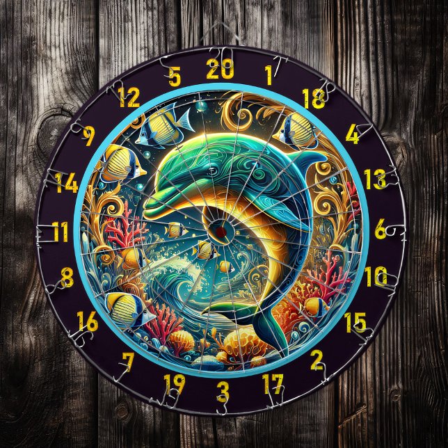 Dolphin Paradise Dartboard: Coastal Flair Dart Board (Creator Uploaded)