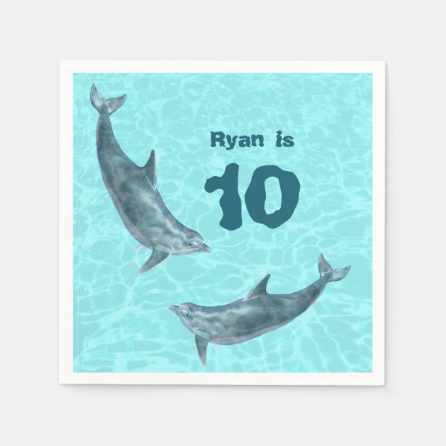 Dolphin Party Personalized Napkins (Front)