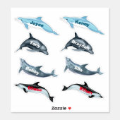Dolphin Party Stickers With Names (Sheet)