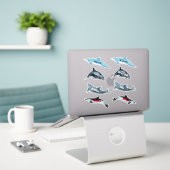 Dolphin Party Stickers With Names (Laptop On Desk)