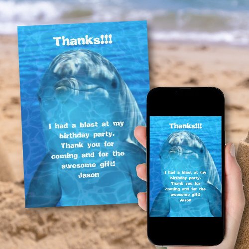 Dolphin Party Thank You Message Cards