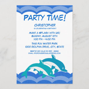 Dolphin Party Time Birthday Invitation