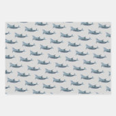 Dolphin Pattern Black Gray Wrapping Paper (Front 2)