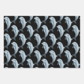 Dolphin Pattern Black Gray Wrapping Paper (Front)