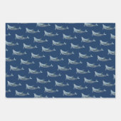 Dolphin Patterns Blue Wrapping Paper (Front 2)