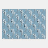 Dolphin Patterns Blue Wrapping Paper (Front)