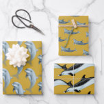 Dolphin Patterns Gold Wrapping Paper