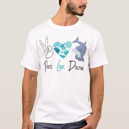 Dolphin Peace Love Dolphin T_Shirt