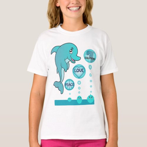 Dolphin Peace Love Dolphins Kids T_shirt